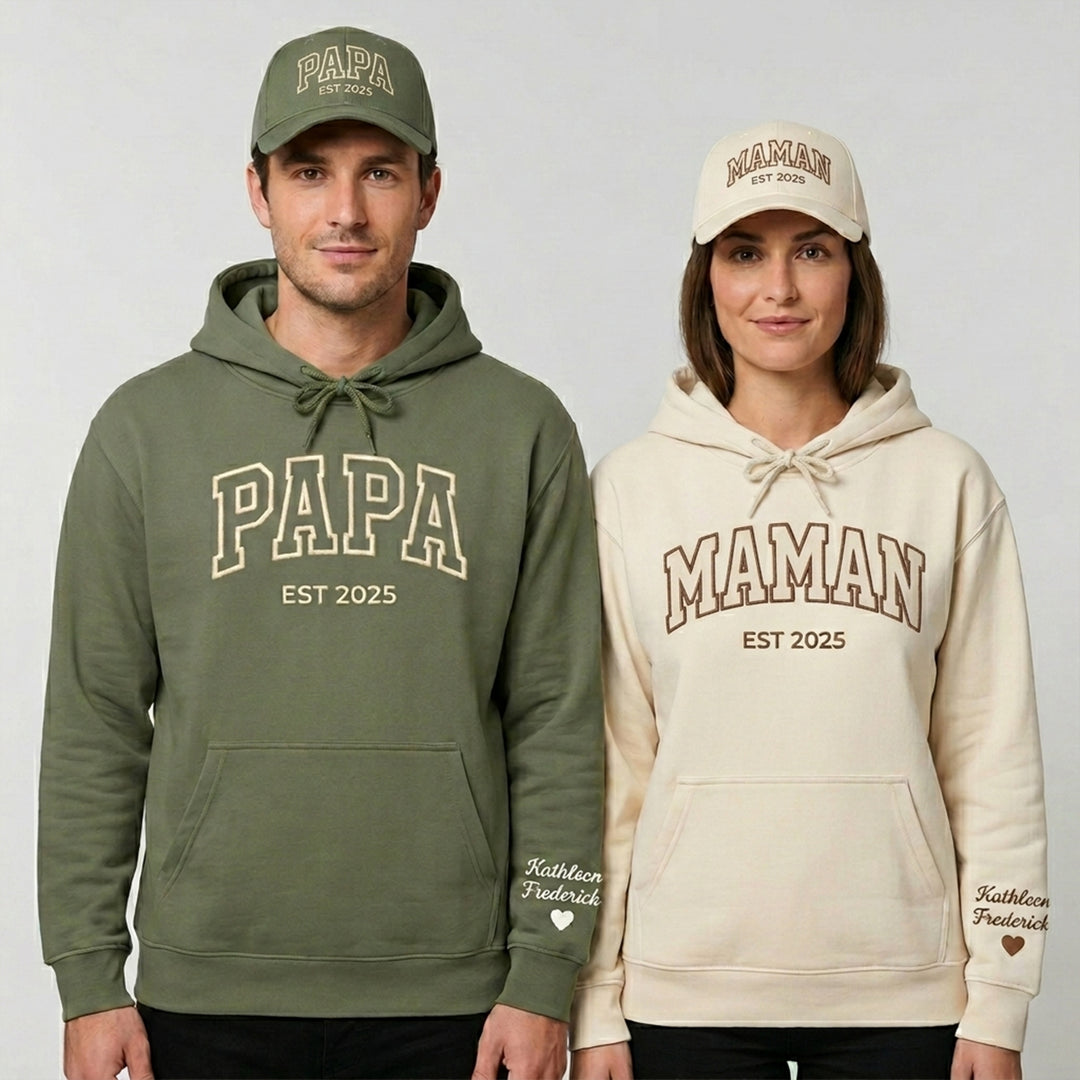 Chapeau brodé personnalisé pour maman et papa