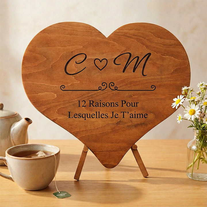 12 raisons pour lesquelles je t'aime - Puzzle en bois unique - Cadeau de Saint-Valentin pour lui/elle