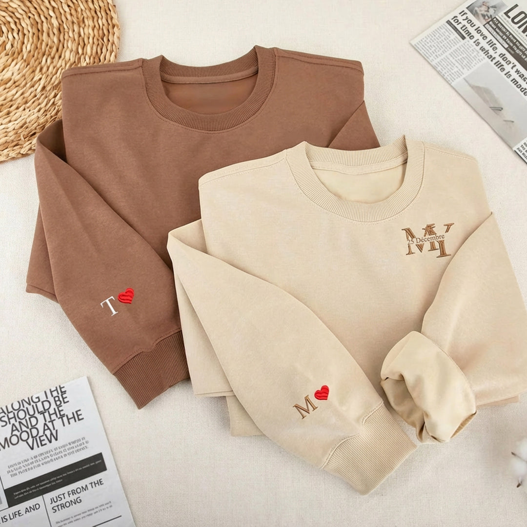 Sweat-shirts/sweats à capuche personnalisés avec date et initiales pour couple