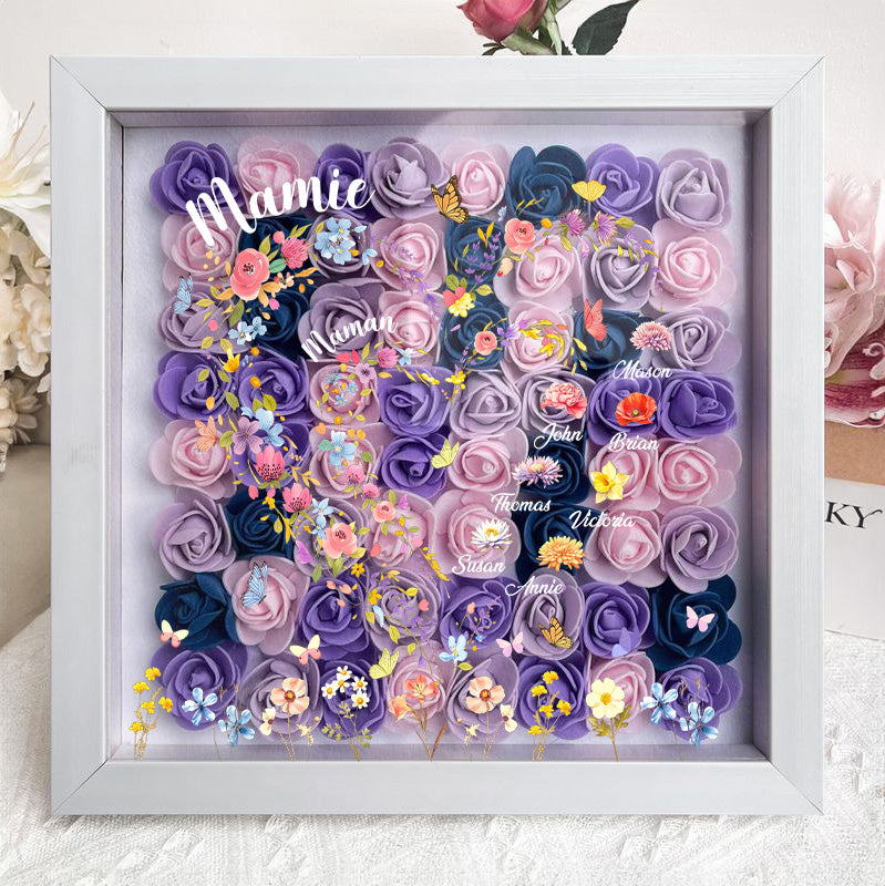 Boîte à ombres florale en forme de cœur-D'abord maman, maintenant grand-mère