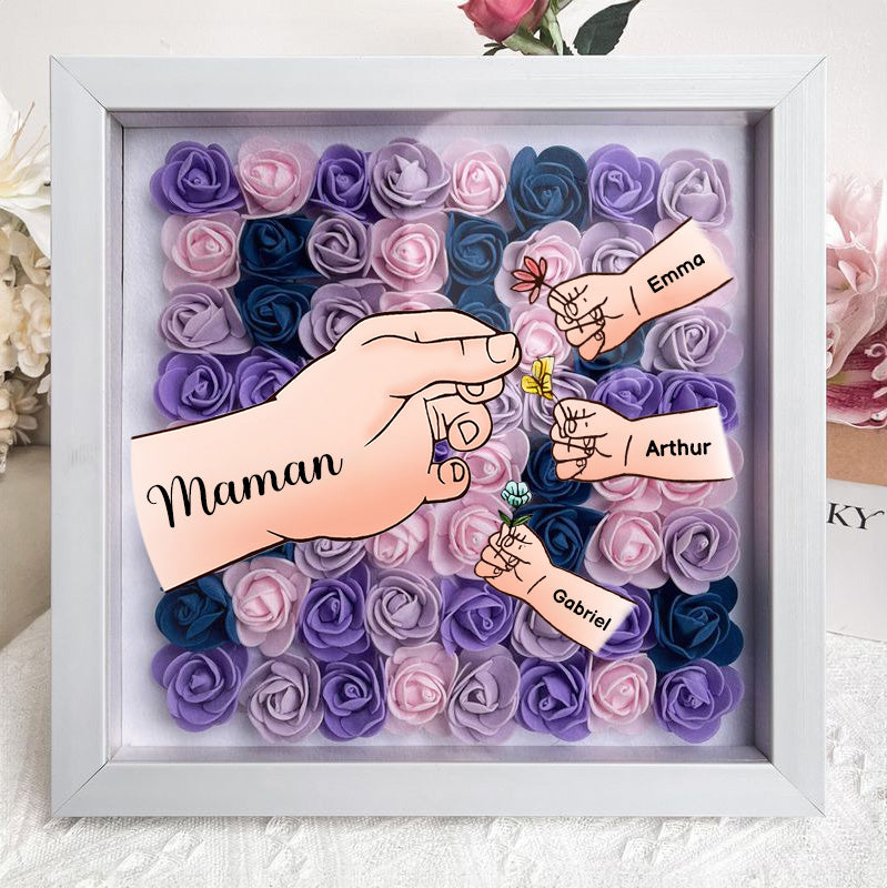 Cadeau Souvenir pour Maman – Boîtes à fleurs personnalisées avec 8 noms et motifs floraux