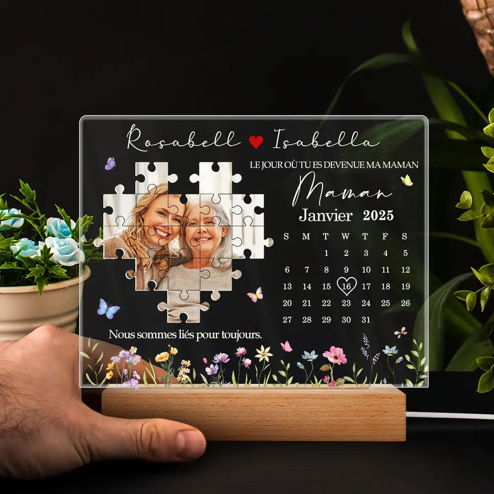 Calendrier photo personnalisé Le jour où tu es devenue ma mère Nuit de lumière