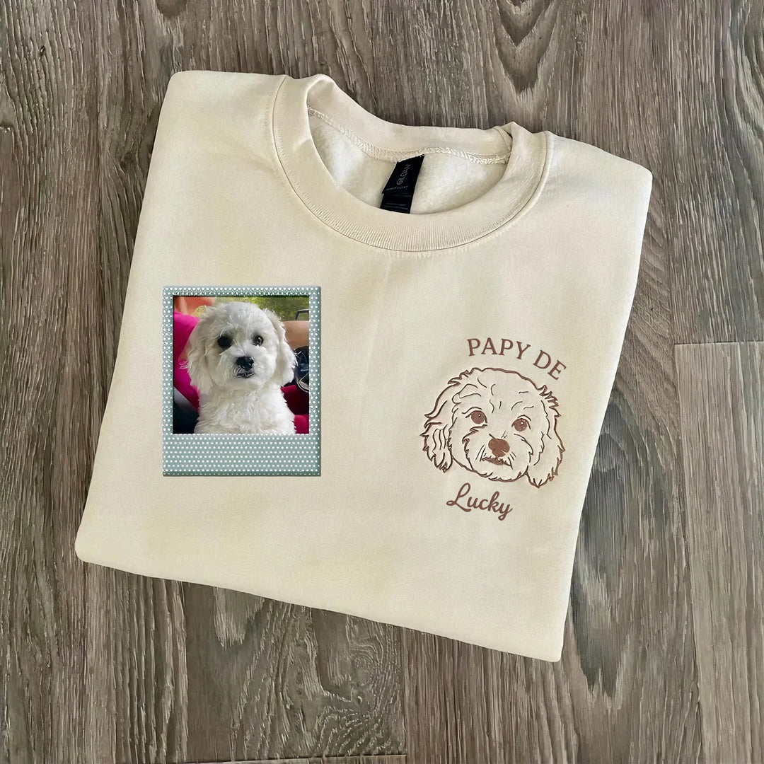 Sweat-shirt brodé avec silhouette d'animal de compagnie de maman