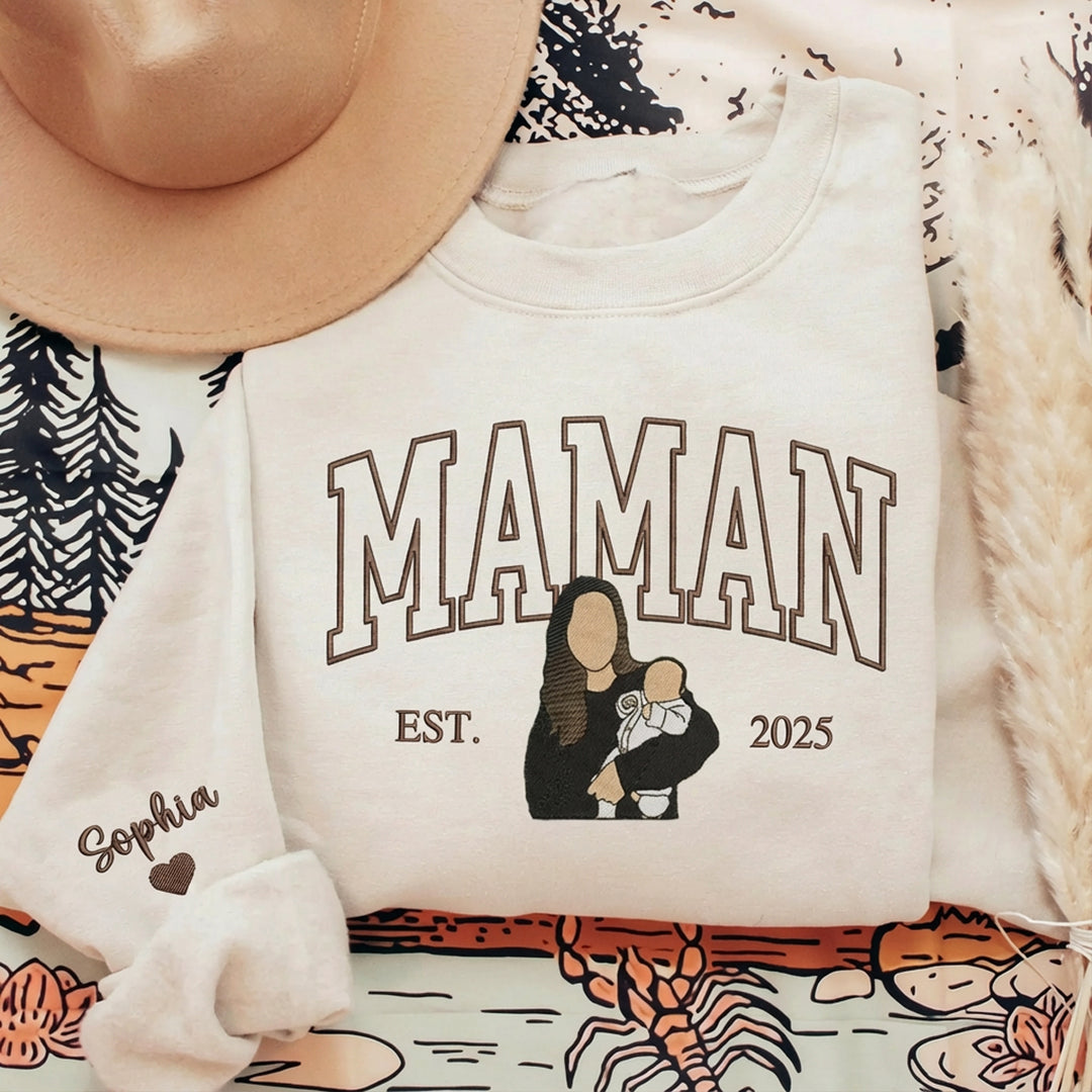 Sweat-shirt/sweat à capuche personnalisé avec surnom et photo brodée, cadeaux de Noël