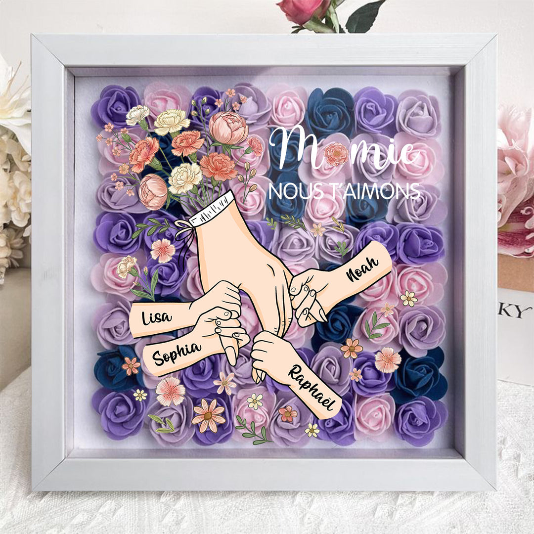 Boîte à fleurs cœur personnalisée avec les prénoms des enfants pour maman