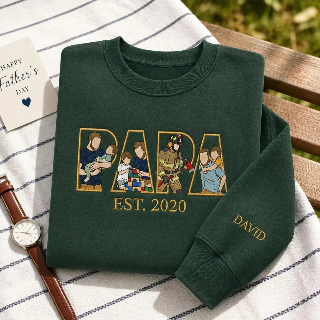 T-shirts et sweat personnalisés brodés à partir de photos, fête des pères