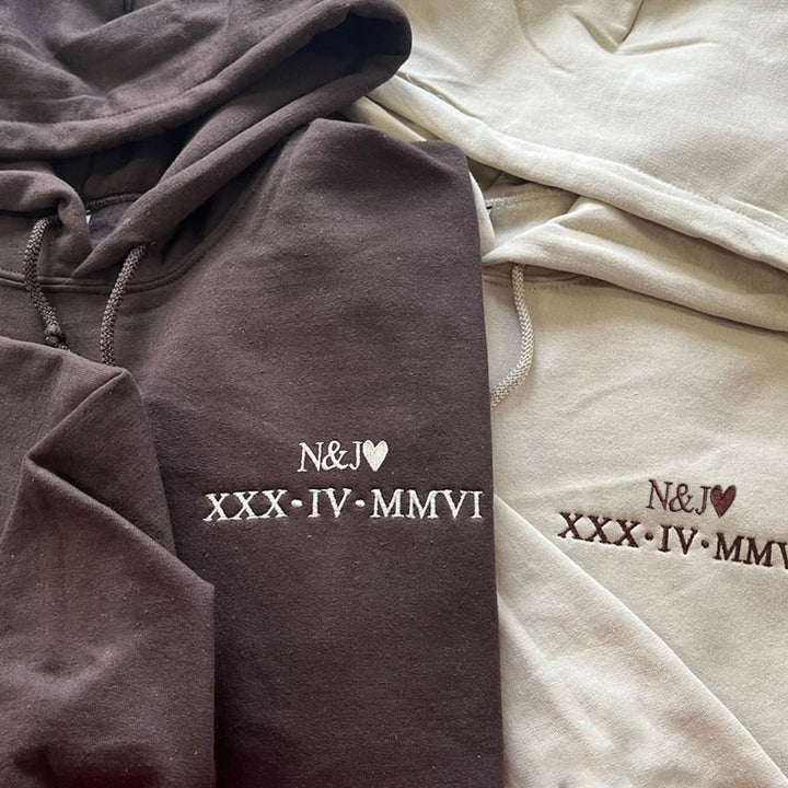 Pull personnalisé avec chiffres romains du anniversaire Pour Couple