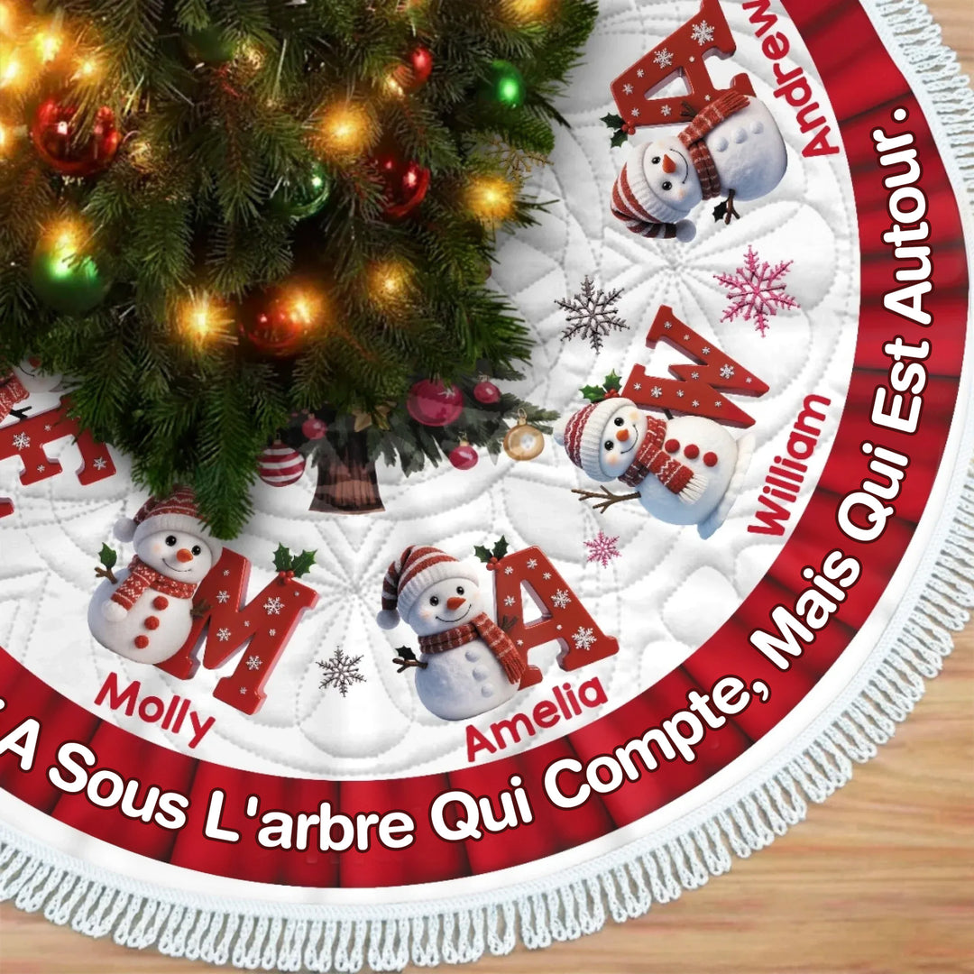 Jupe de sapin de Noël personnalisée avec bonhomme de neige - Cadeaux de Noël personnalisés