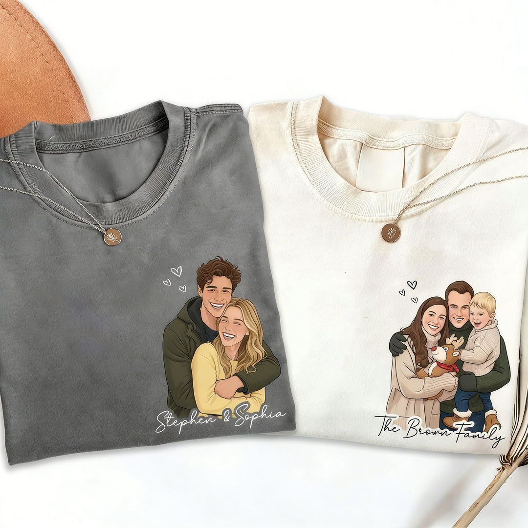 Sweat à capuche avec transfert thermique portrait, cadeau idéal pour les couples, la famille et les amis.