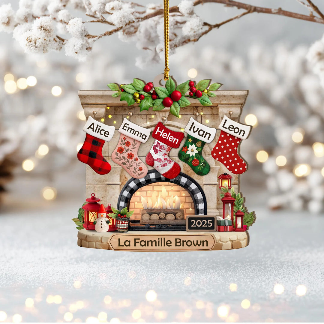 Bas de Noël personnalisés en acrylique avec noms de famille