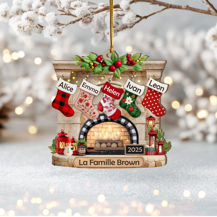 Bas de Noël personnalisés en acrylique avec noms de famille