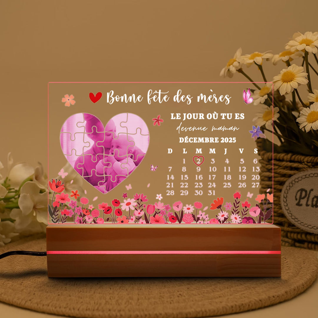 LE JOUR OÙ TU ES devenue maman-Boîte lumineuse personnalisée pour maman