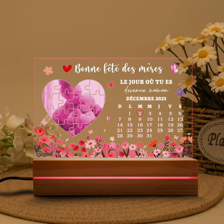 LE JOUR OÙ TU ES devenue maman-Boîte lumineuse personnalisée pour maman