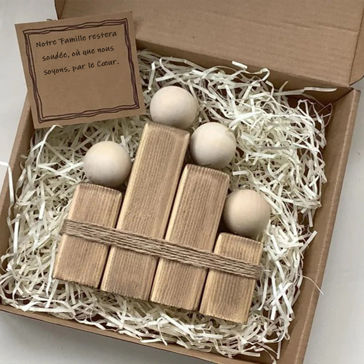 Ornement familial personnalisé en bois fait main