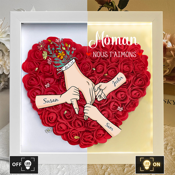 L'amour familial fleurit pour toujours – Boîte à fleurs personnalisée pour maman et grand-mère avec nom