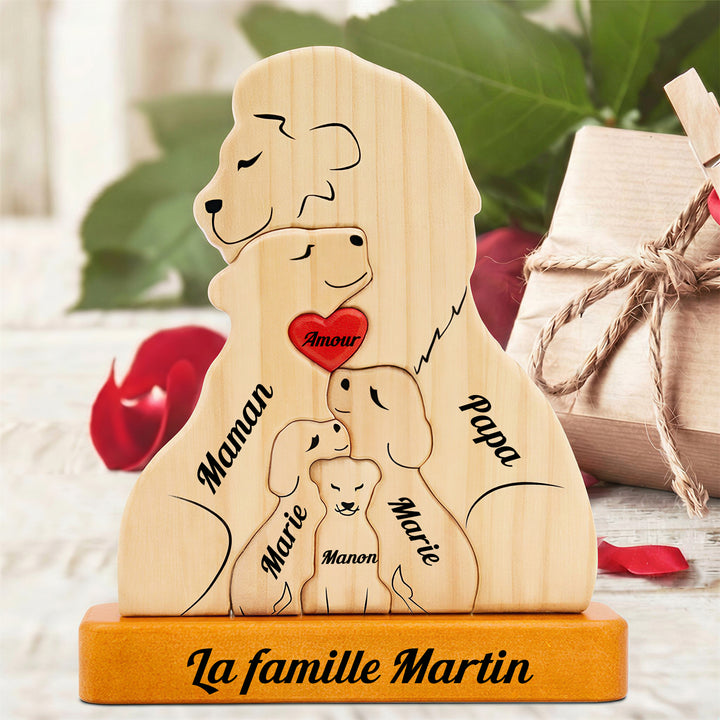 Puzzle personnalisé en bois Famille de lions – Cadeau personnalisés pour famille