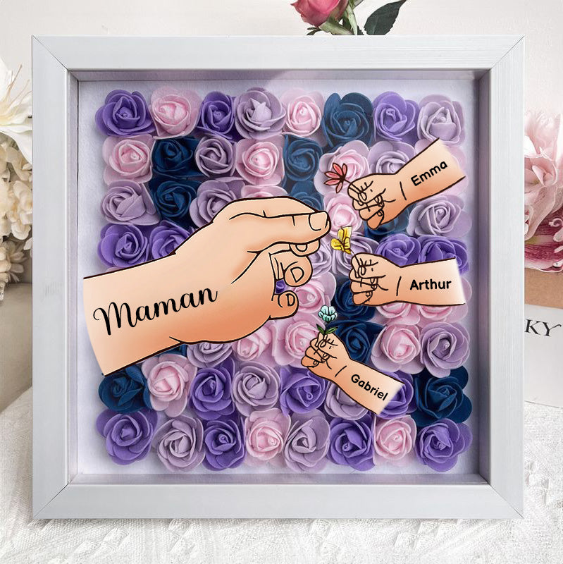 Cadeau Souvenir pour Maman – Boîtes à fleurs personnalisées avec 8 noms et motifs floraux