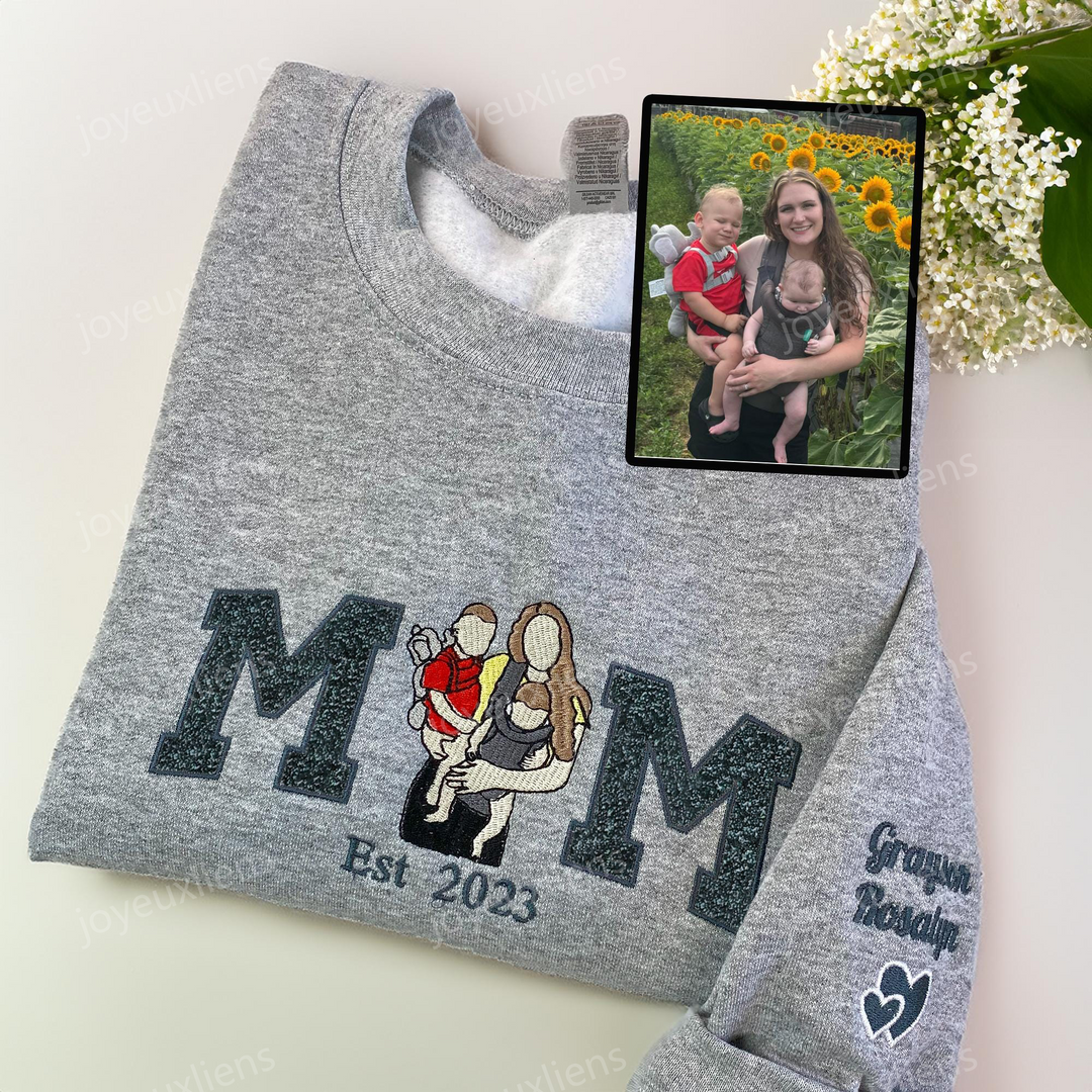 Sweat-shirt personnalisé à paillettes avec photo de famille brodée
