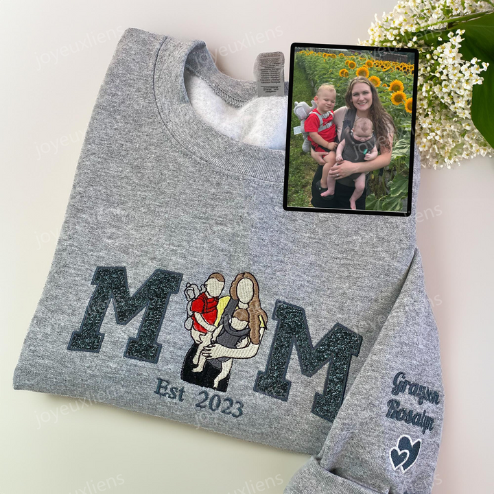 Sweat-shirt personnalisé à paillettes avec photo de famille brodée