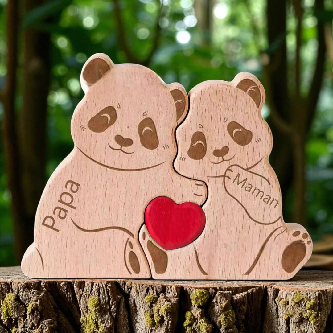 Puzzle personnalisé en bois Famille de pandas– Décoration et cadeau personnalisés2025
