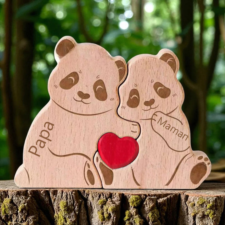 Puzzle personnalisé en bois Famille de pandas– Décoration et cadeau personnalisés2025
