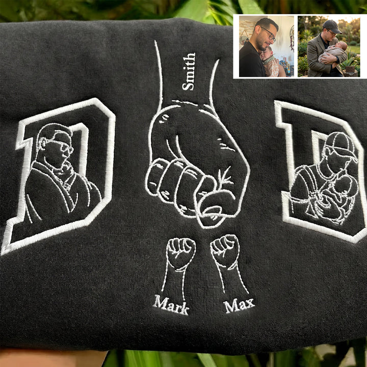 T-shirts et sweats personnalisés brodés avec des motifs de poings en silhouette – le cadeau parfait pour papa