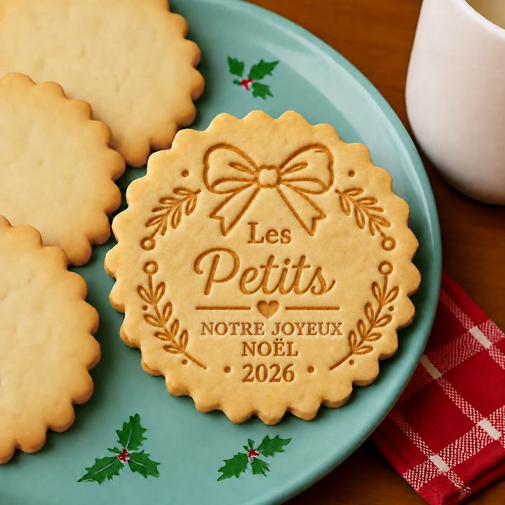 Emporte-pièce et tampon à biscuits personnalisés avec nom de famille – Notre joyeux Noël