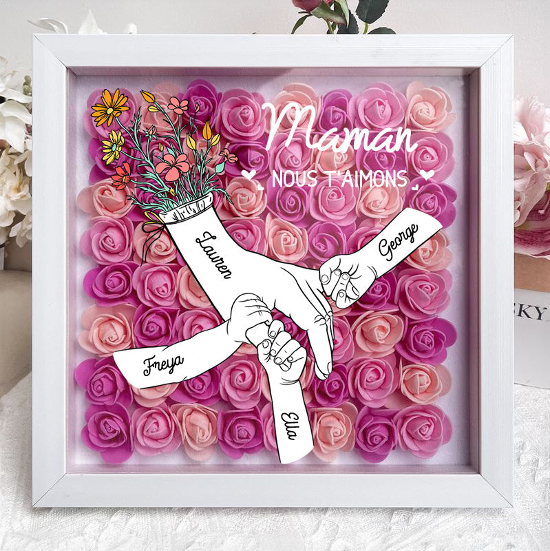 Cadre d'Ombre de Fleurs Personnalisé - Maman, Nous T'aimons