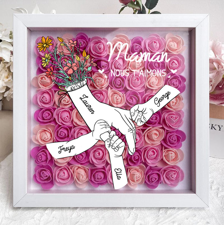 Cadre d'Ombre de Fleurs Personnalisé - Maman, Nous T'aimons