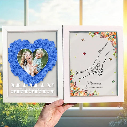 MAMAN, tu es la meilleure maman du monde - Cadre photo personnalisé avec prénoms d'enfants et fleurs