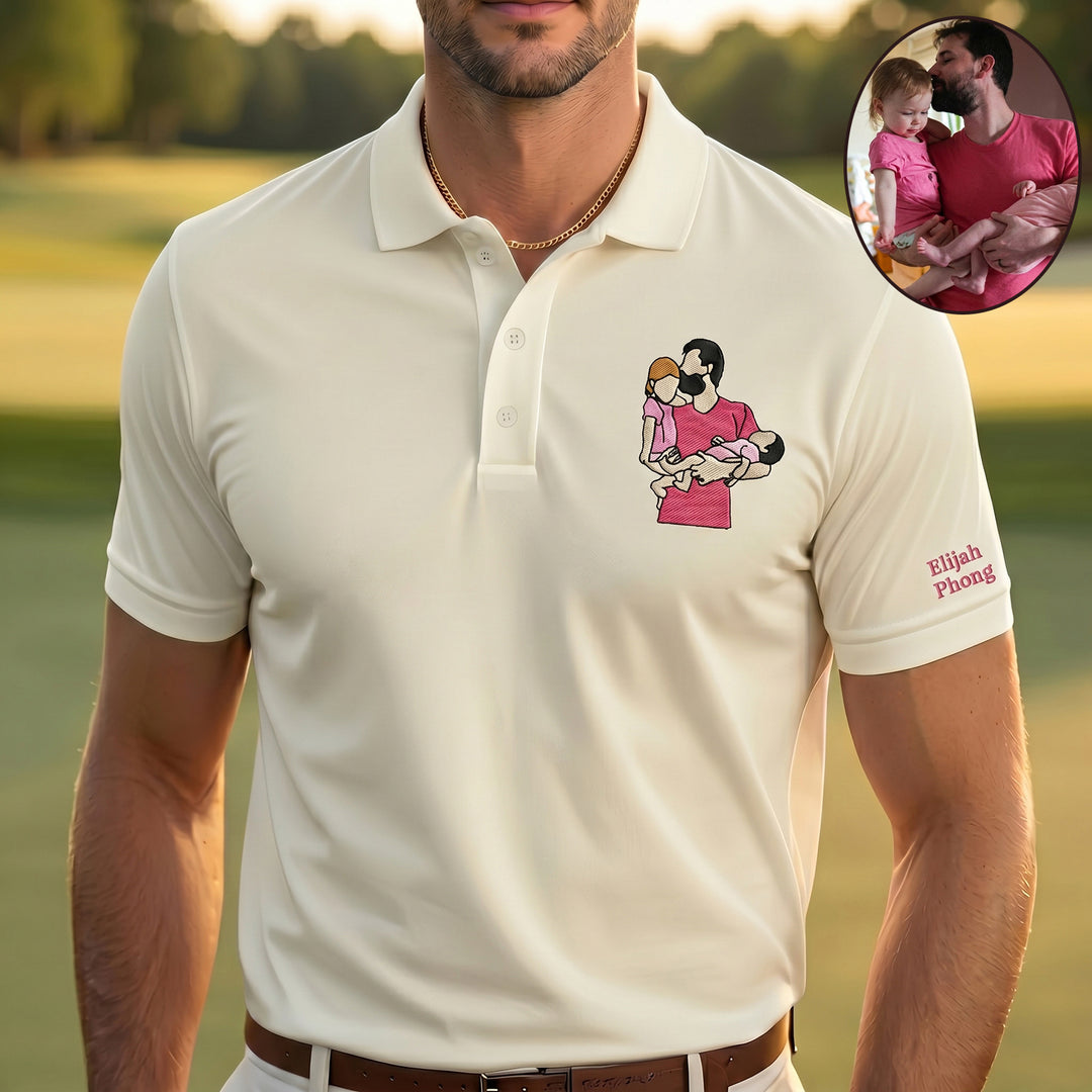 Polo portrait en couleur pour papa - Cadeau pour la fête des pères