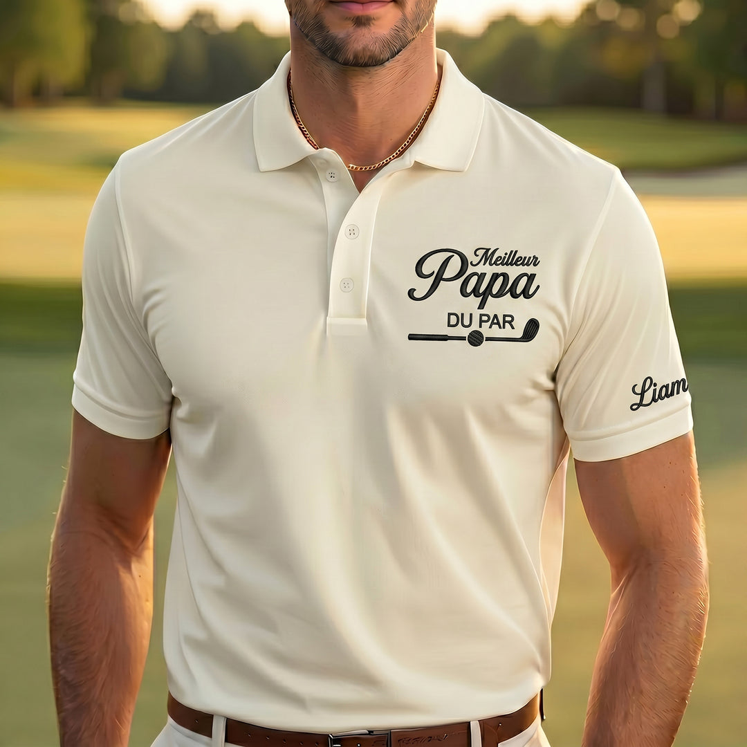 Polo brodé pour le meilleur papa golfeur : un cadeau pour papa