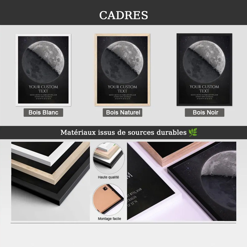 Cadre photo personnalisé de lune de date de fiançailles Pour Couple