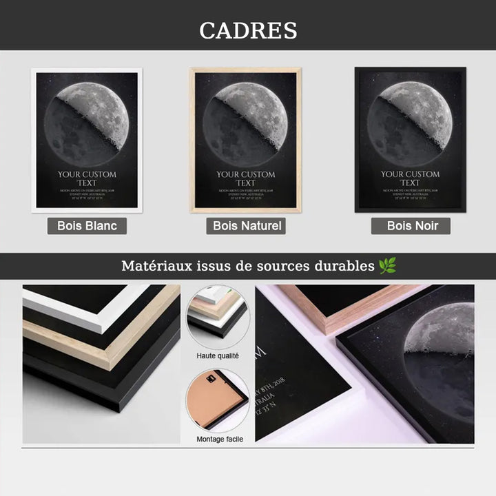 Cadre photo personnalisé de lune de date de fiançailles Pour Couple