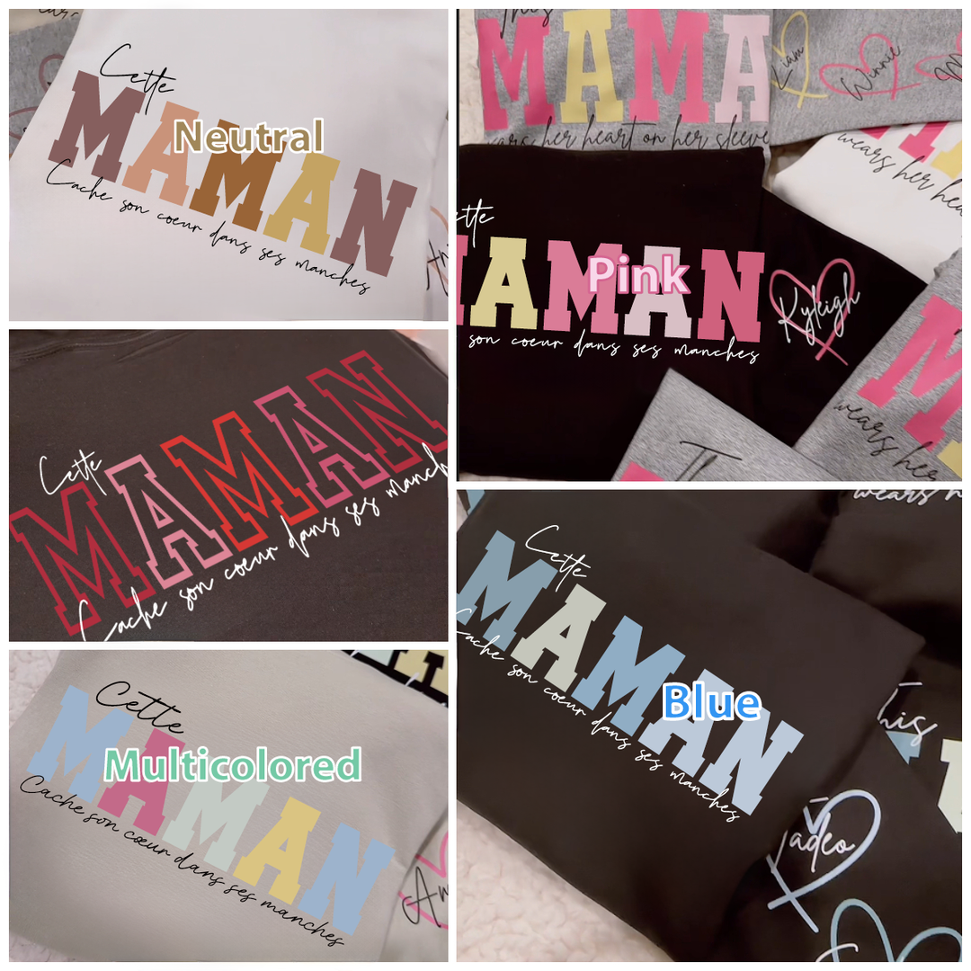 Sweat-shirt brodé - Cette maman porte son cœur sur sa manche