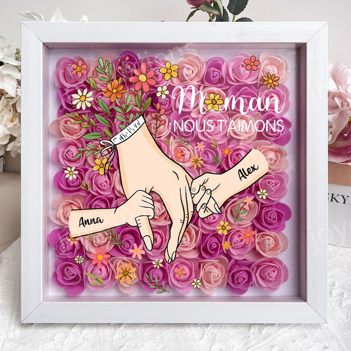 Boîte à fleurs personnalisée en forme de cœur pour maman, boîte à roses avec prénoms d'enfants
