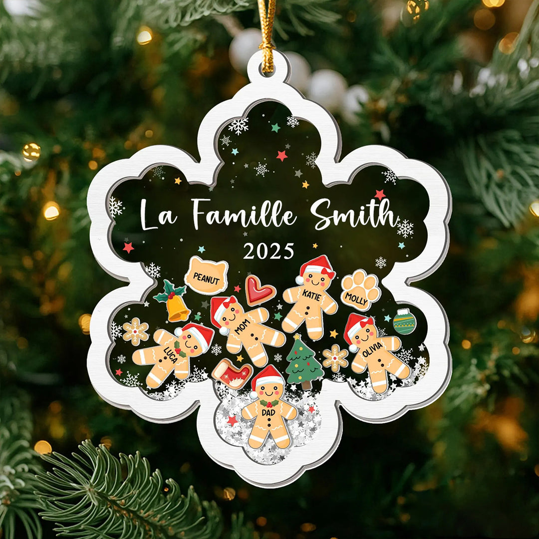 Ornement de Noël familial personnalisé en pain d'épice, cadeaux de Noël