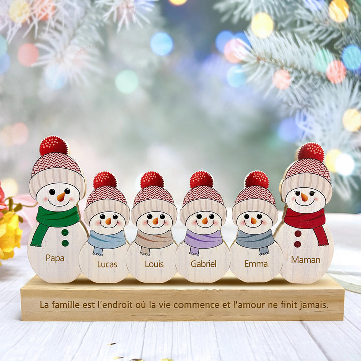 Puzzle de Noël personnalisé en bois, bonhomme de neige, cadeaux pour la famille