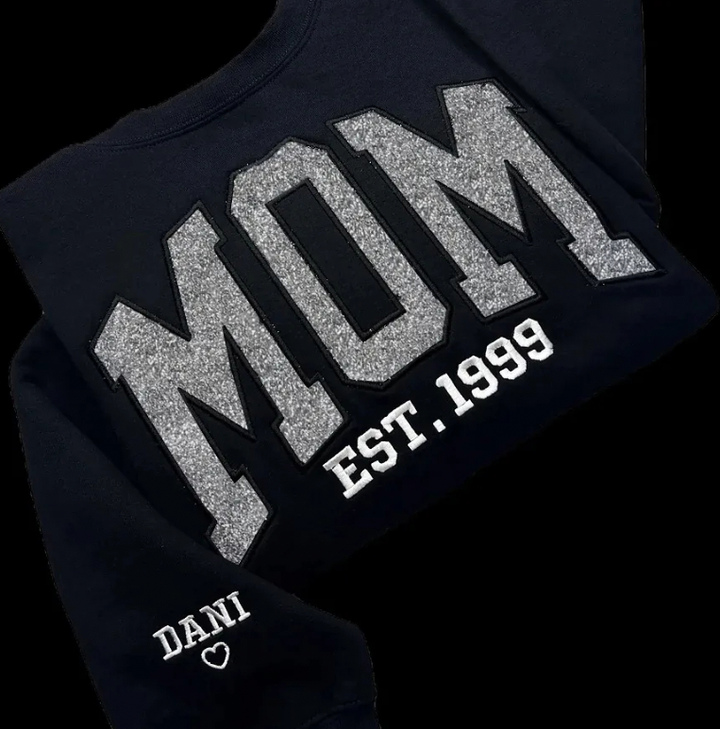 Sweat-shirt personnalisé à paillettes avec appliques pour maman
