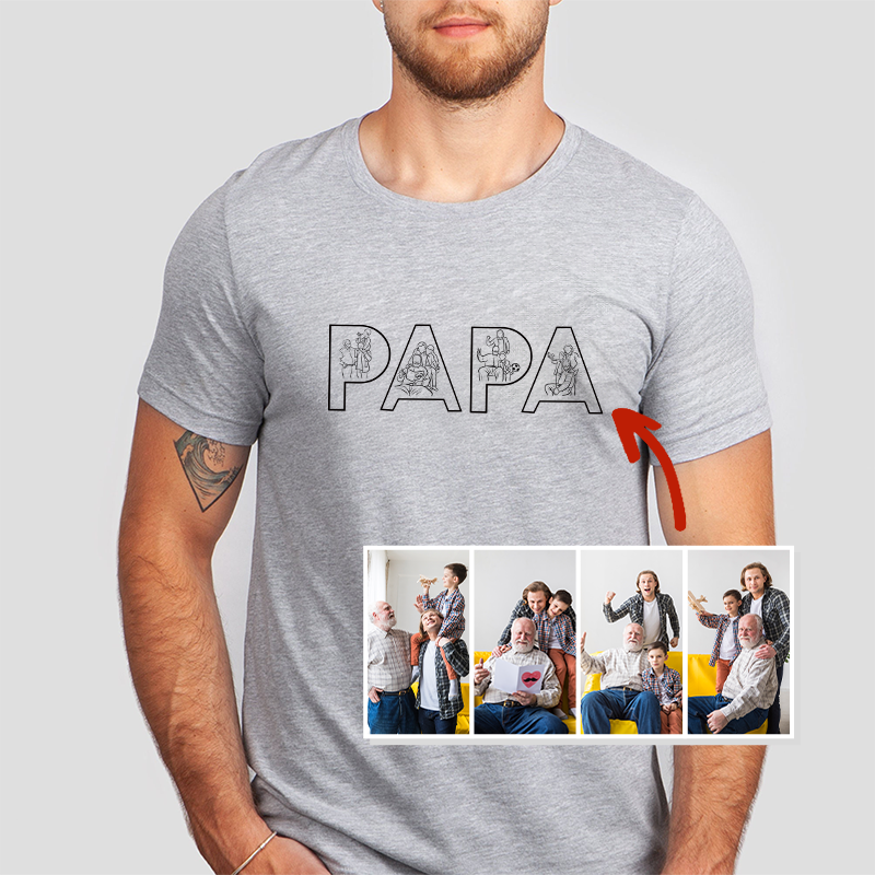 Sweat-shirt personnalisé avec broderie de silhouette photo pour papa – Cadeau personnalisé pour papa