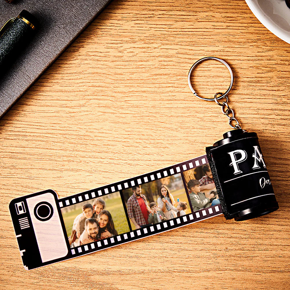 Porte-clés film photo personnalisés à graver pour cadeaux de fête des pères