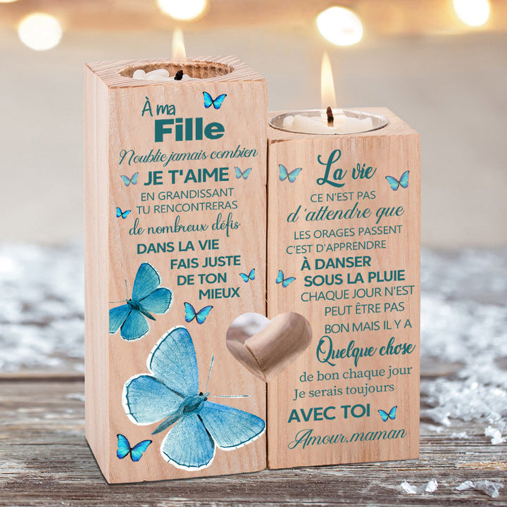 À ma Fille-Bougeoir en Bois sans bougie Papillon