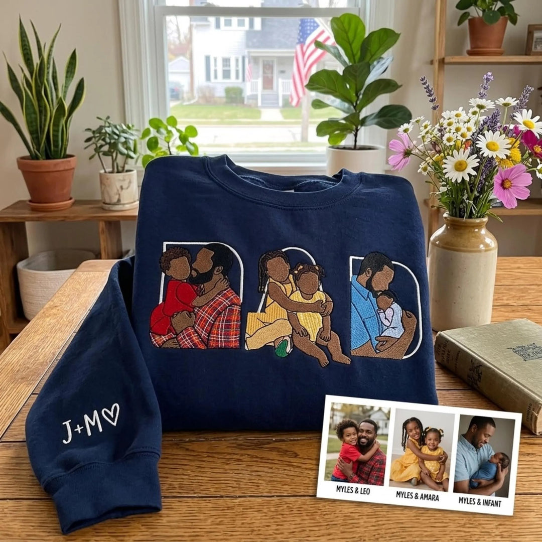 T-shirt, sweat-shirt ou hoodie personnalisé avec photo brodée — Cadeau pour la fête des pères
