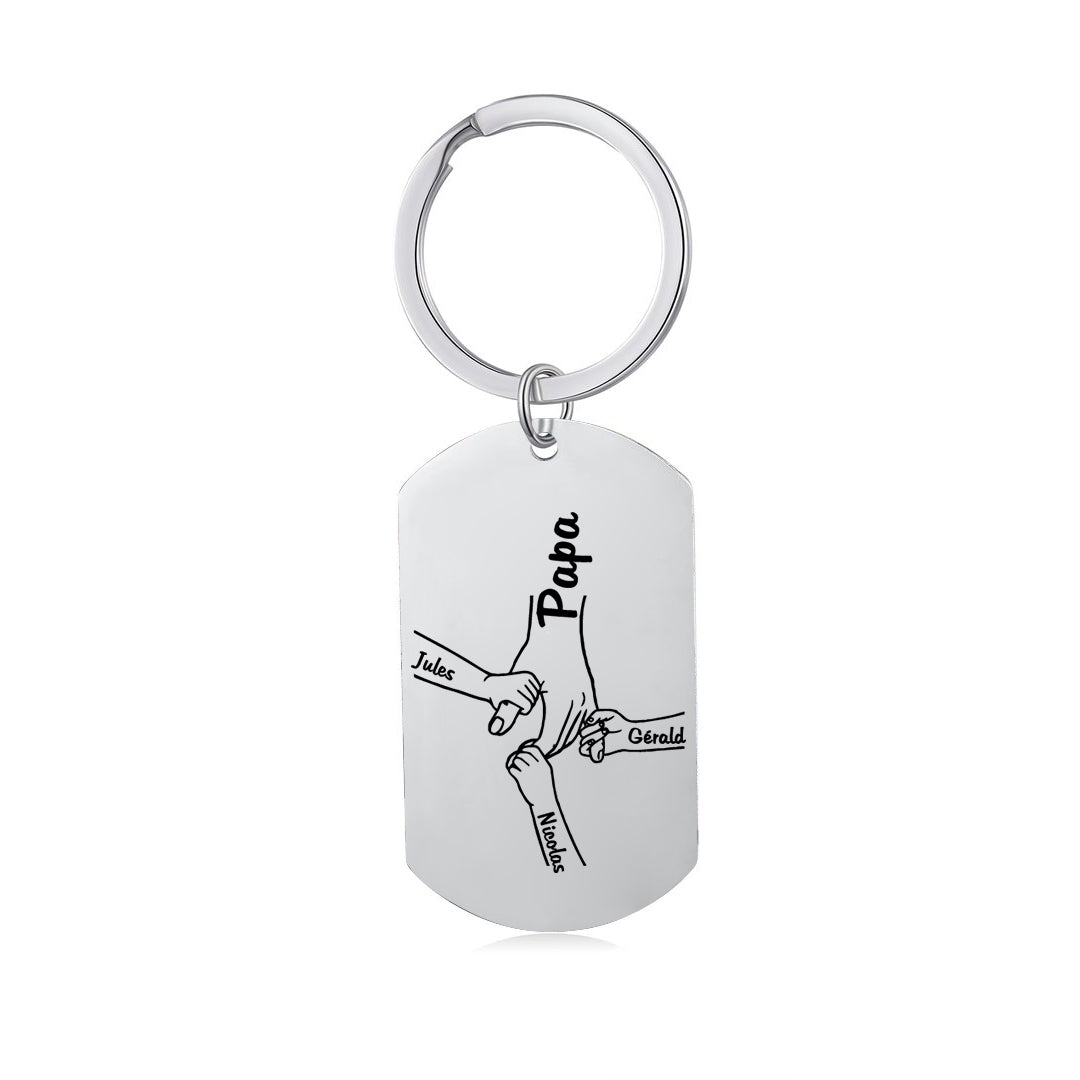 À mon Papa - Porte-Clés la main dans la main 1-5Prénoms Personnalisés