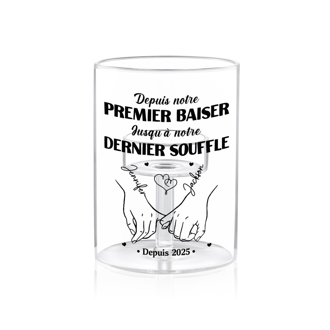Bougeoir en Verre personnalisé sans bougoie - Depuis notre premier baiser jusqu'à notre dernier souffle