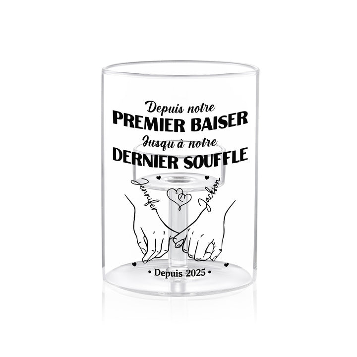 Bougeoir en Verre personnalisé sans bougoie - Depuis notre premier baiser jusqu'à notre dernier souffle