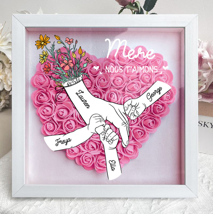 Cadre d'Ombre de Fleurs Personnalisé - Maman, Nous T'aimons