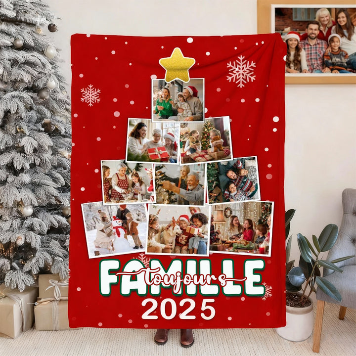 Couverture douce et personnalisée avec collage de photos d'arbre de Noël et 9 photos