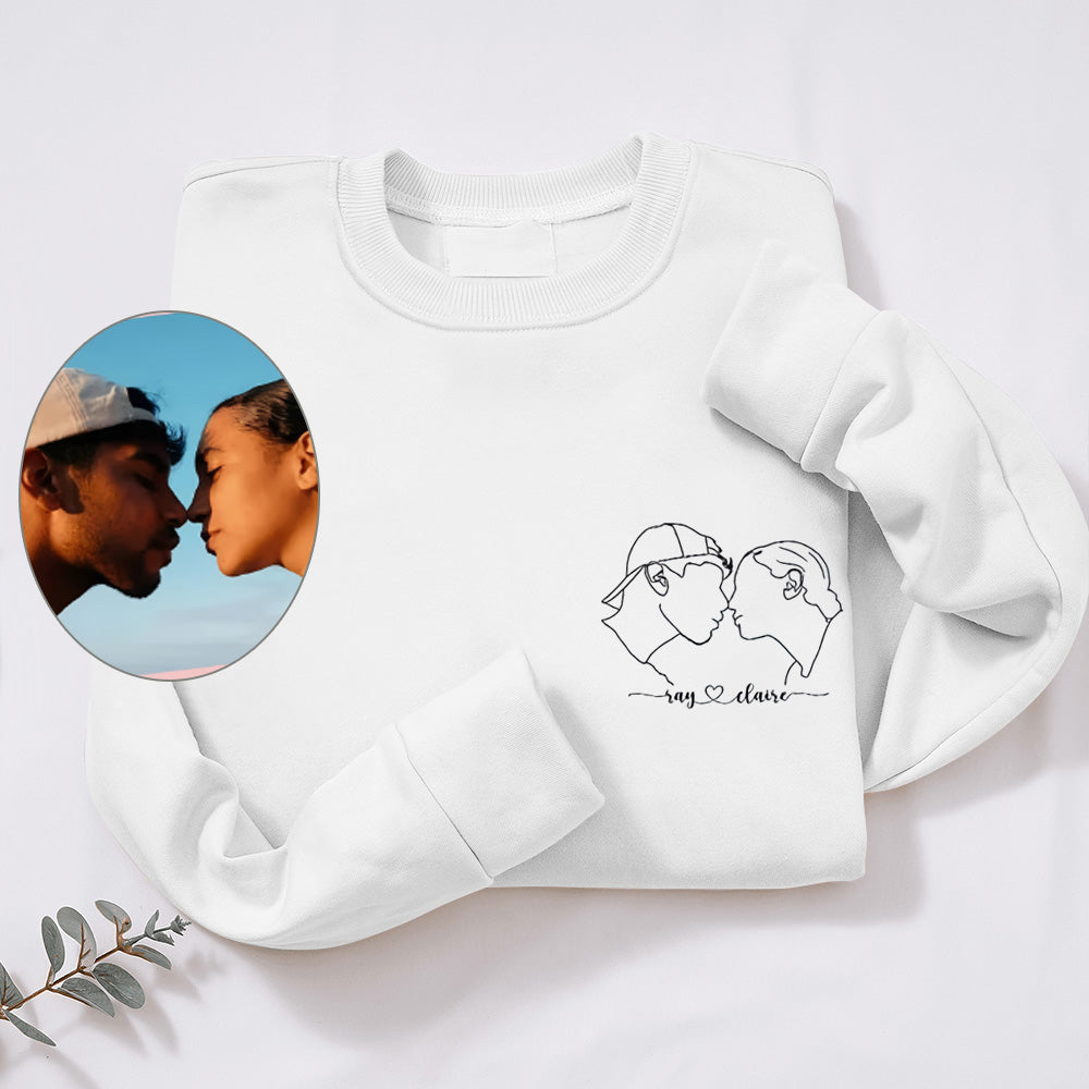 Sweat-shirt et Tshirt photo personnalisé-dessin au trait-Cadeau Saint Valentin