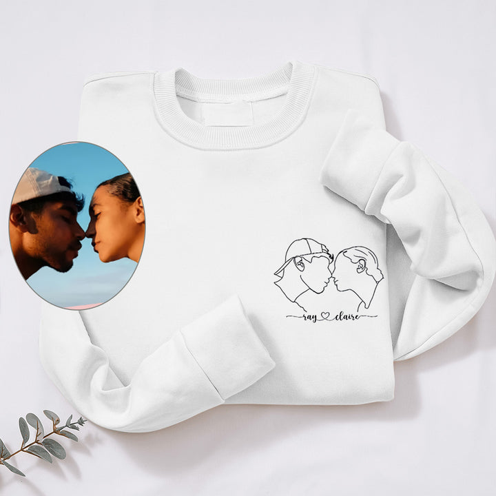 Sweat-shirt et Tshirt photo personnalisé-dessin au trait-Cadeau Saint Valentin